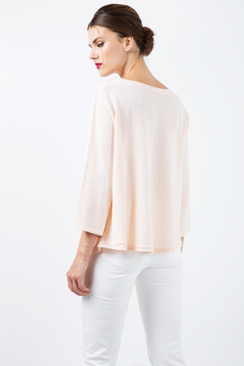 Knit Cotton Top with an Uneven Hemline