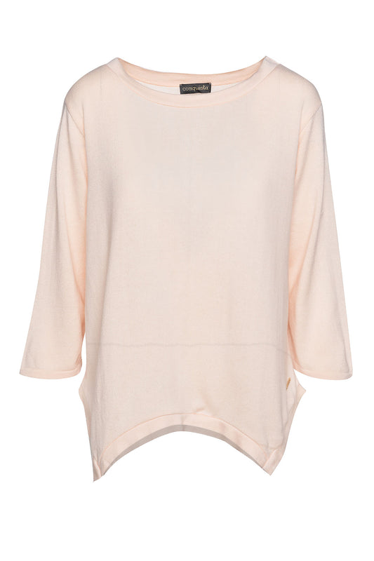 Knit Cotton Top with an Uneven Hemline