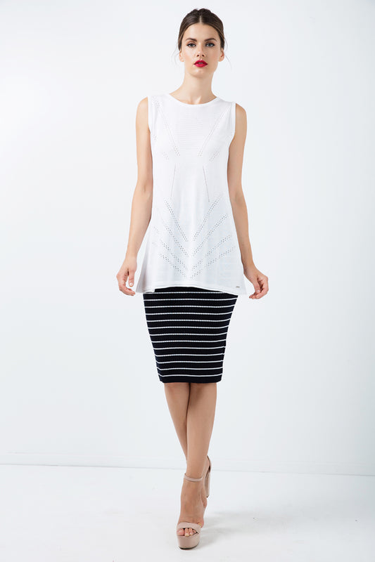 Conquista Φούστα Midi Casual Ριγέ Δίχρωμη Μπλέ C181-216-41