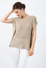 Load image into Gallery viewer, Short Sleeve Semi Sheer Top with Shoulder Slits