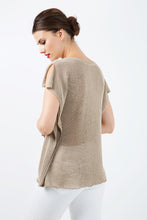Load image into Gallery viewer, Short Sleeve Semi Sheer Top with Shoulder Slits
