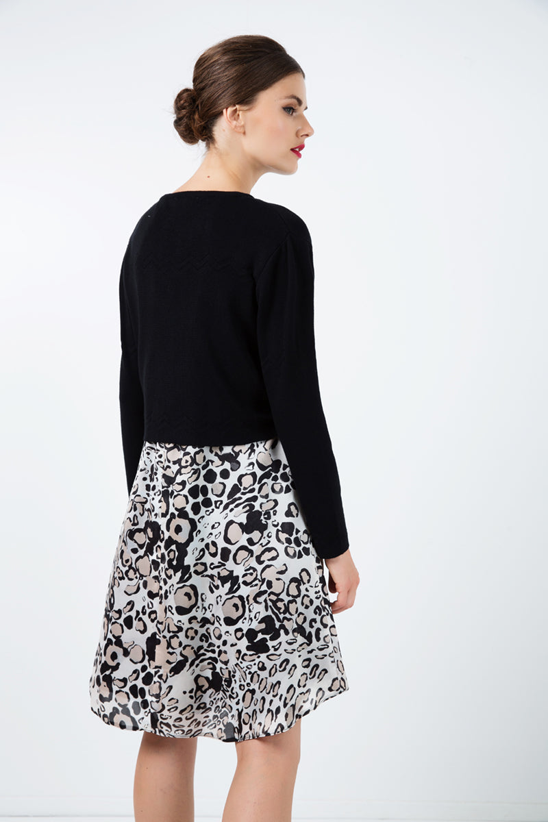 Zigzag Black Knit Cardigan