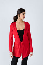 Load image into Gallery viewer, Red Open Front Linen Cardigan