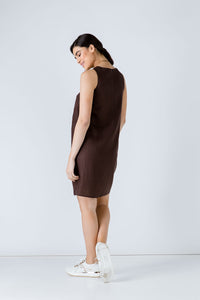 Brown Sleeveless Sack Dress