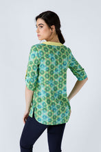 Load image into Gallery viewer, Print Poplin Top with Yellow Trim