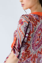 Load image into Gallery viewer, Print Poplin Top with Orange Trim