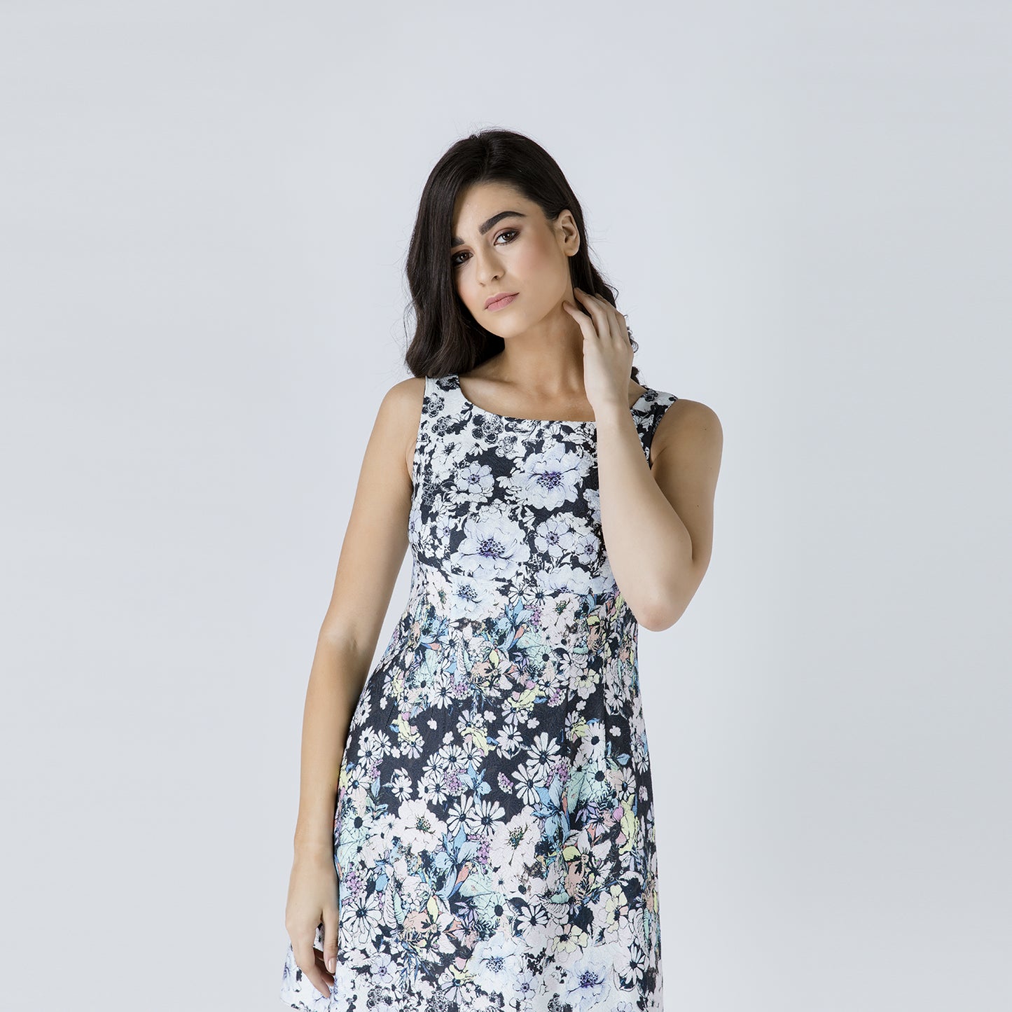 Conquista Φόρεμα Mini Εξόδου Τυπωμένο Floral Πολύχρωμο Μπλέ C181-331-41