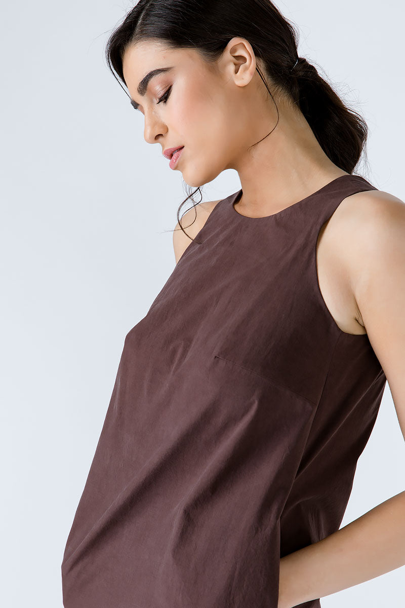 Brown Cotton Sack Dress - 38 Brown Cotton Sack Dress - 38
