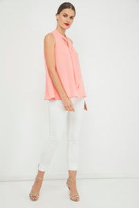 Peach Sleeveless Tie Detail Top