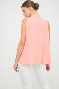 Peach Sleeveless Tie Detail Top