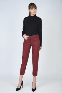 Cropped Tapered Pants with Turn Ups