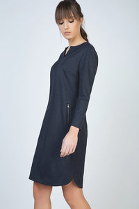 Long Sleeve Dress with Rounded Hemline