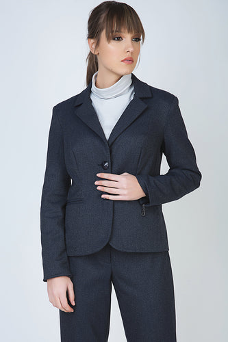 Button Blazer with Zip Detail