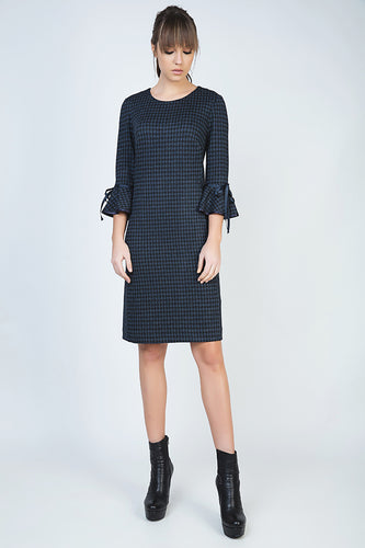 Bell Sleeve Straight Check Dress