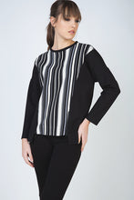 Load image into Gallery viewer, Striped Long Sleeve Zip Detail Top