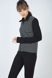 Long Sleeve Cardigan in Striped Knit Fabric
