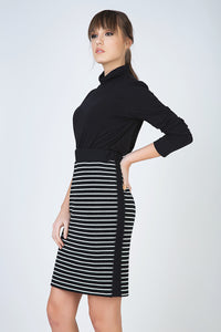 Striped Pencil Skirt in Rib Knit Fabric
