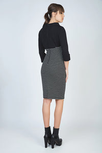 Fitted Winter Dress in Striped Rib Knit Fabric