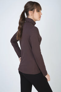 Brown Long Sleeve Polo Neck Jumper