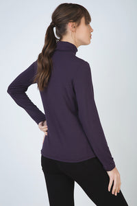 Purple Long Sleeve Polo Neck Jumper