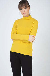 Yellow Long Sleeve Polo Neck Jumper