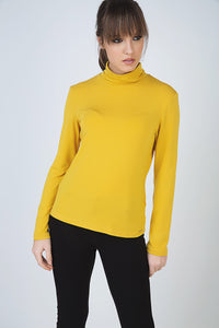 Yellow Long Sleeve Polo Neck Jumper