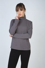 Load image into Gallery viewer, Dark Grey Long Sleeve Polo Neck Jumper