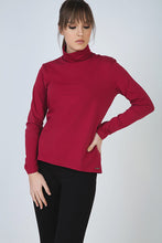 Load image into Gallery viewer, Burgundy Long Sleeve Polo Neck Jumper