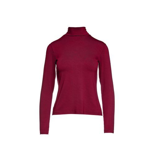 Burgundy Long Sleeve Polo Neck Jumper