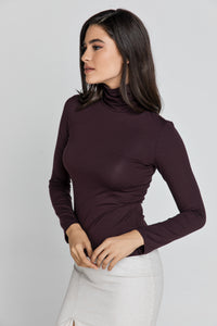 Maroon Turtle Neck Top By Conquista