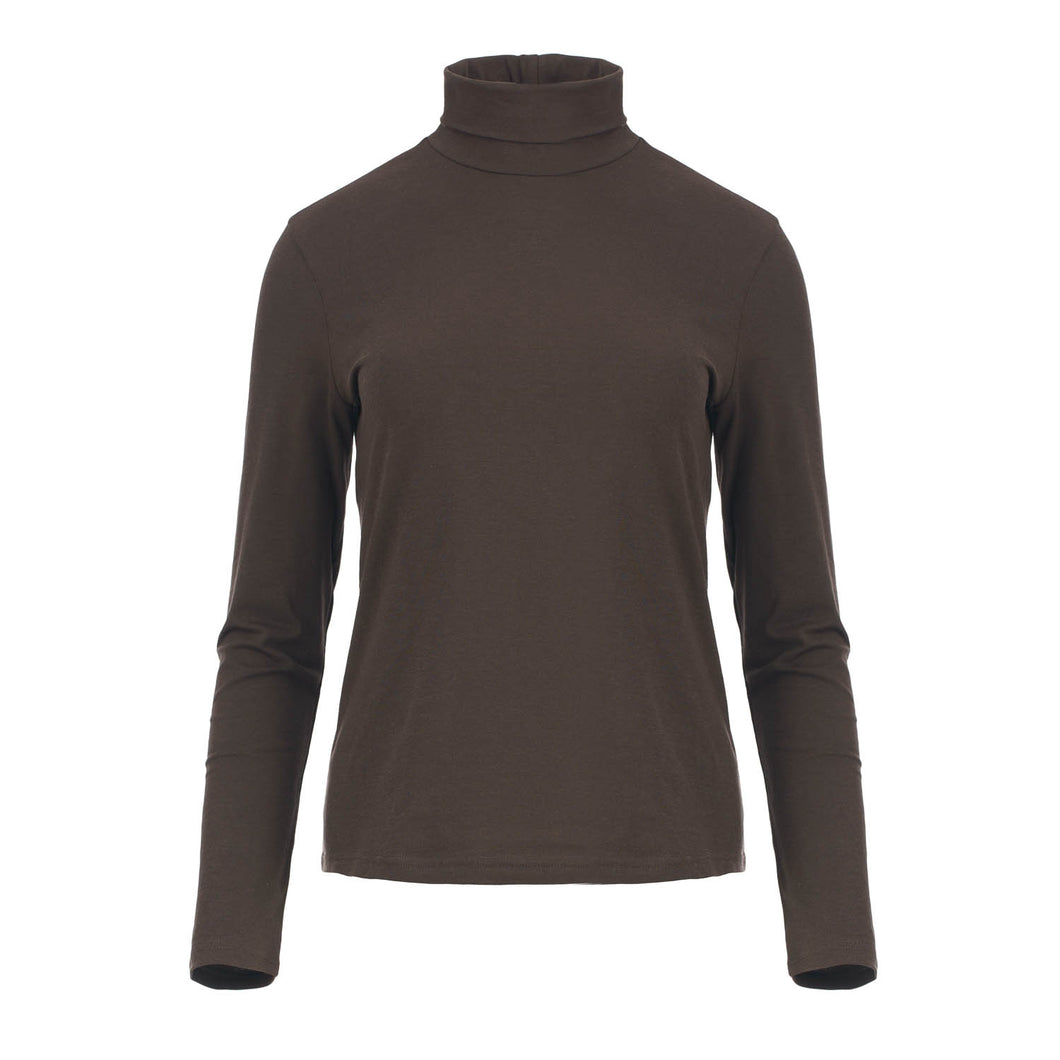 Brown Turtle Neck Top in Sustainable Fabric