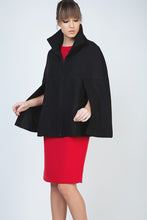 Load image into Gallery viewer, Black Winter Cape in Woven Fabric