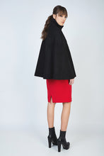 Load image into Gallery viewer, Black Winter Cape in Woven Fabric