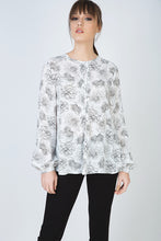 Load image into Gallery viewer, Long Sleeve Floral Top with Round Neckline and Button Fastening at the Nape by Conquista Fashion