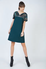 Load image into Gallery viewer, Short Sleeve A Line Dress with Print Detail
