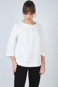 Button Detail Top in Crepe Fabric