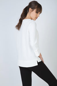 Button Detail Top in Crepe Fabric