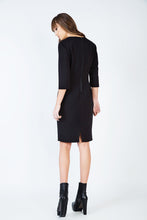 Load image into Gallery viewer, Fitted Black Pocket Detail Dress in Crepe Fabric