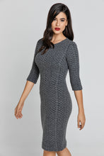Load image into Gallery viewer, Dark Grey Jacquard Dress By Conquista