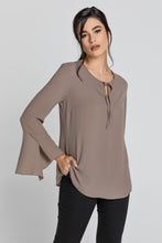 Load image into Gallery viewer, Iron Brown Flounce Sleeve Top by Conquista