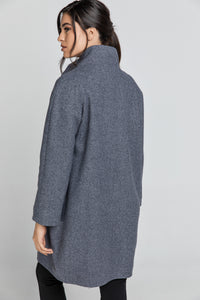 Wool Blend Grey Mélange Coat by Conquista Fashion