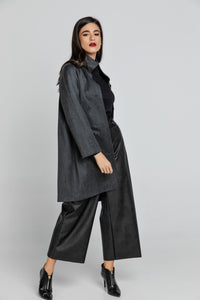 Wool Blend Dark Grey Coat by Conquista Fashion