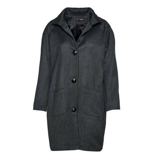 Wool Blend Dark Grey Coat by Conquista Fashion