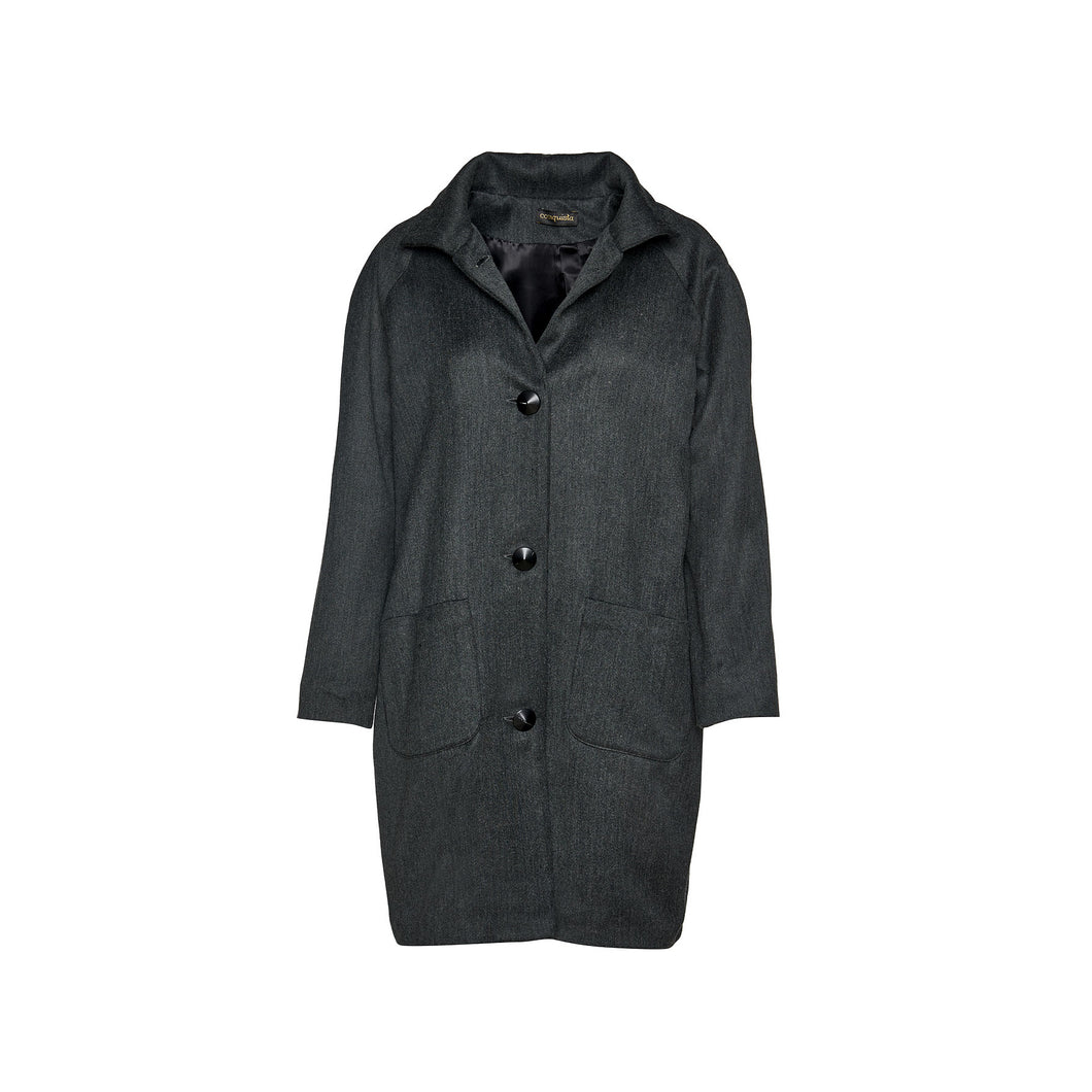 Wool Blend Dark Grey Coat by Conquista Fashion