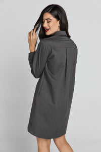 Dark Grey Tencel Shirt Dress by Conquista