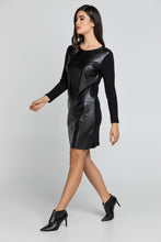 Load image into Gallery viewer, Black Dress with Faux Leather Front by Conquista Fashion