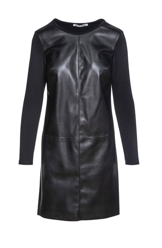 Black Dress with Faux Leather Front by Conquista Fashion