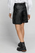 Load image into Gallery viewer, Black Faux Leather Bermuda Shorts by Conquista Fashion