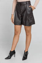 Load image into Gallery viewer, Brown Faux Leather Bermuda Shorts by Conquista Fashion