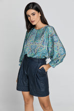 Load image into Gallery viewer, Blue Faux Leather Bermuda Shorts
